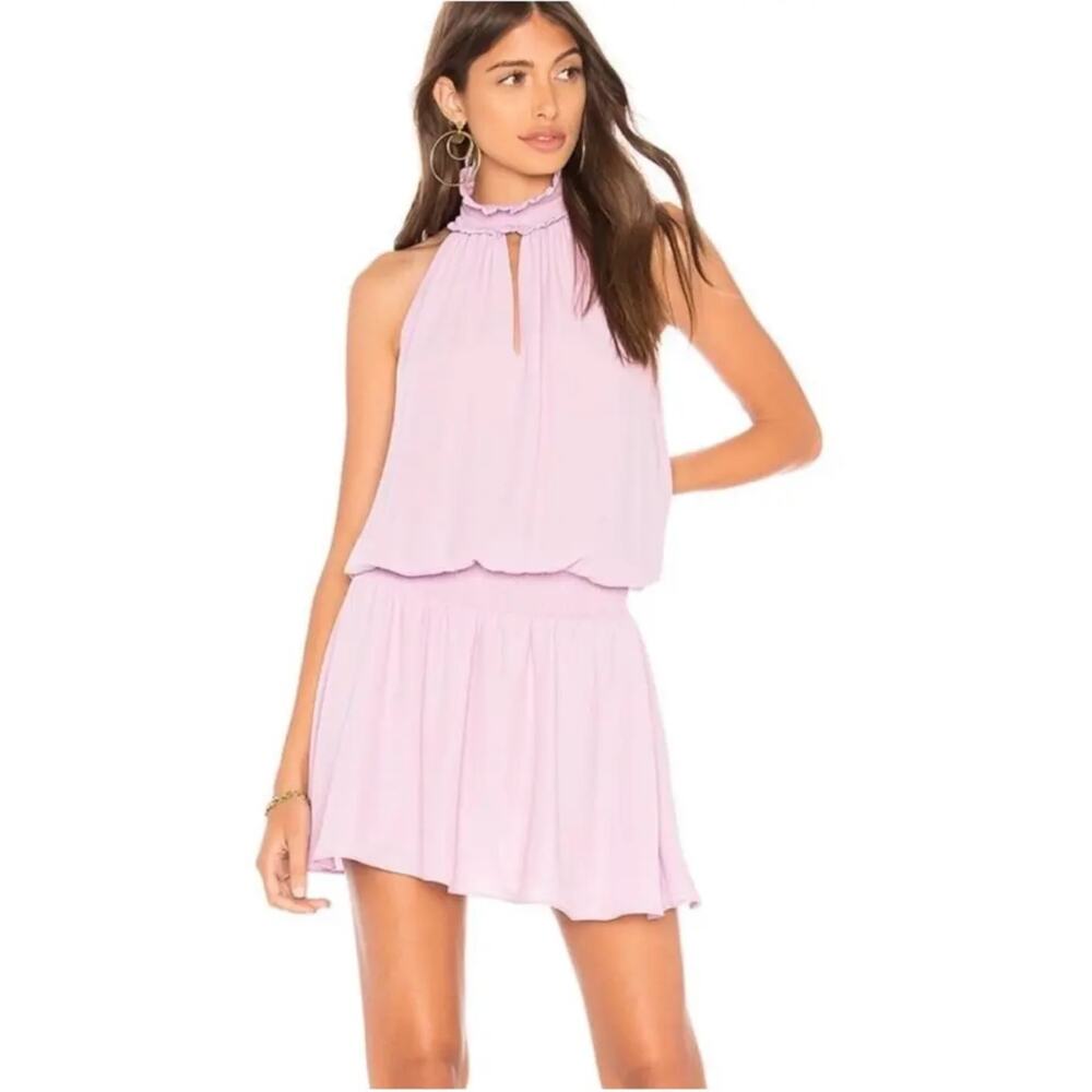Amanda Uprichard Kimmie Lilac Sleeveless High Neck Drop Waist Dress Size Small